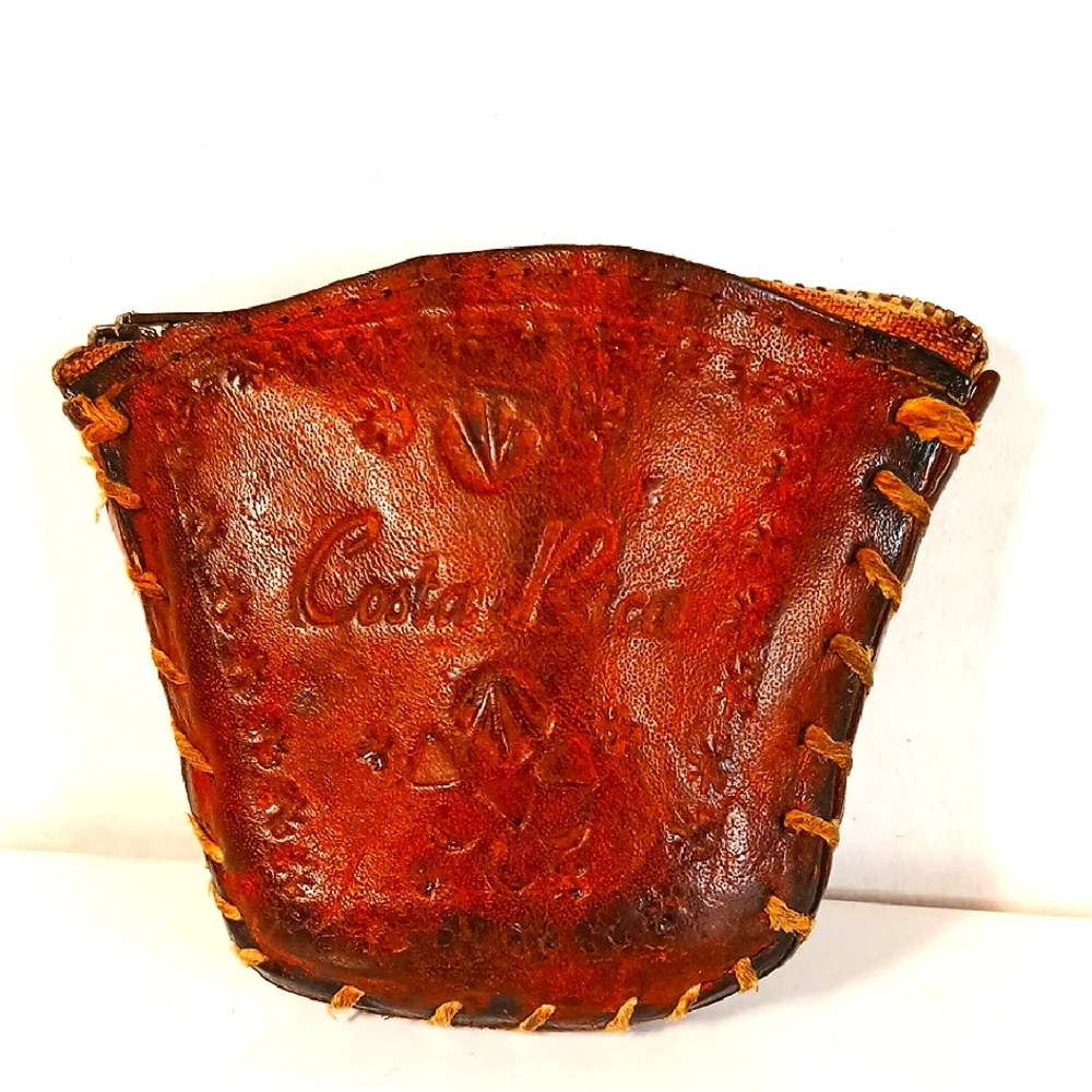 Vintage Hand-Tooled Leather Costa Rica Equesterine Coin Purse